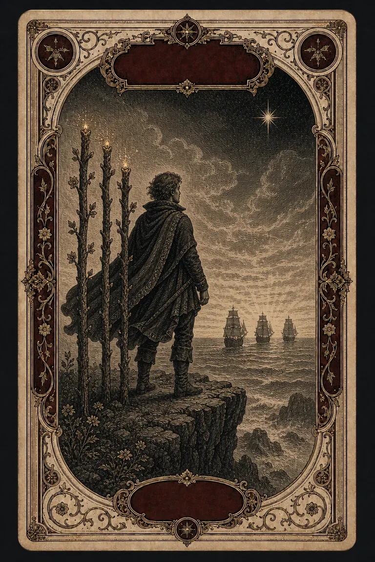 THREE OF WANDS tarot card
