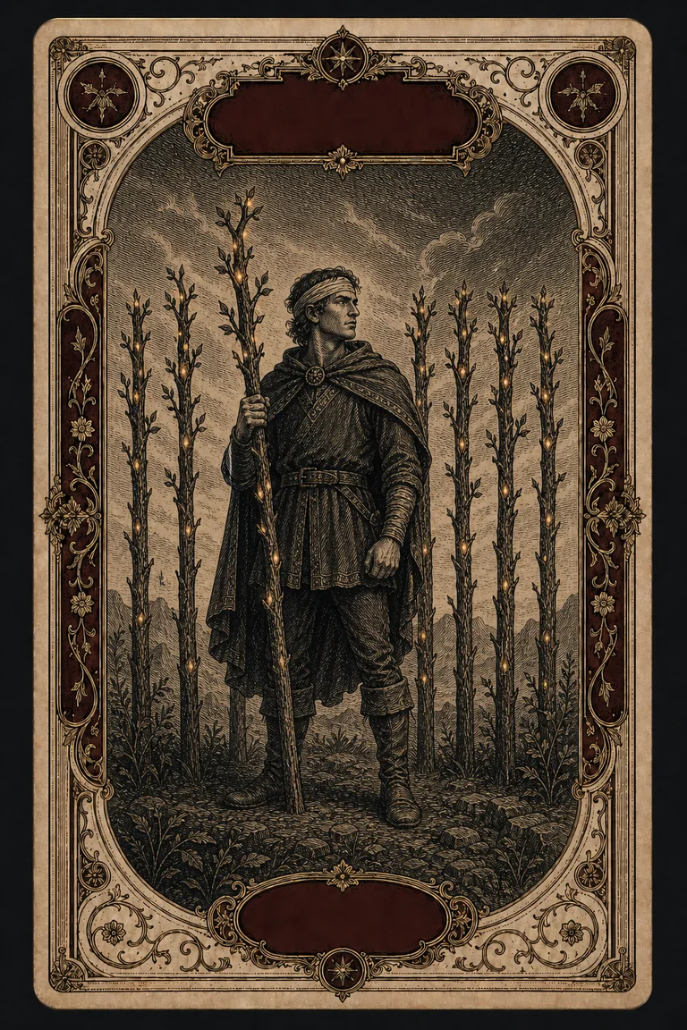 NINE OF WANDS tarot card